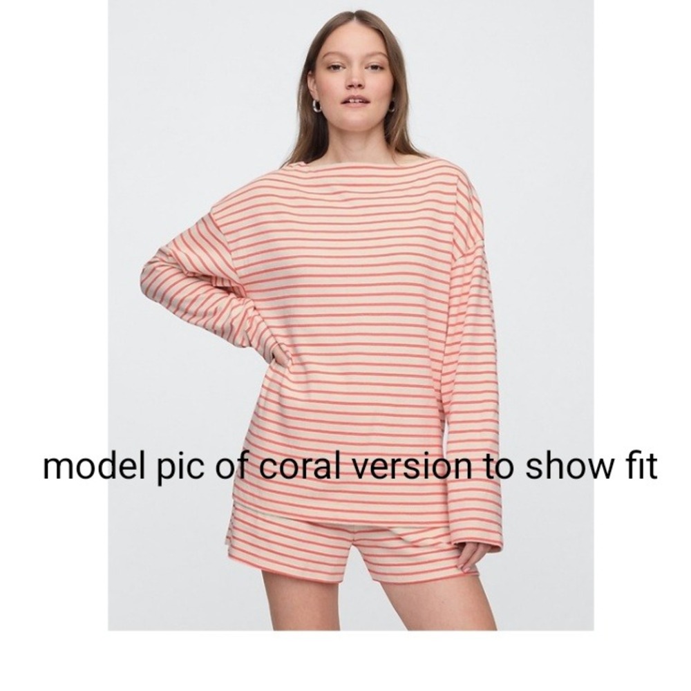 GAP Navy & White Stripe Boatneck Oversize Tunic Cotton Top Long Sleeve Shirt XXL - Picture 11 of 12